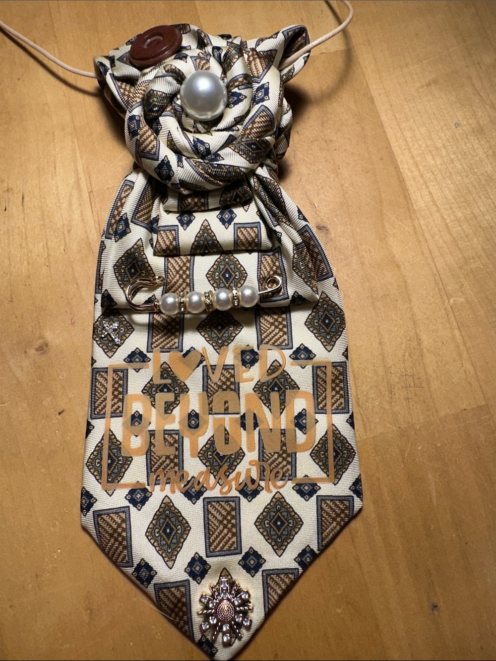 Vintage Necklace Tie with Pearl Accents